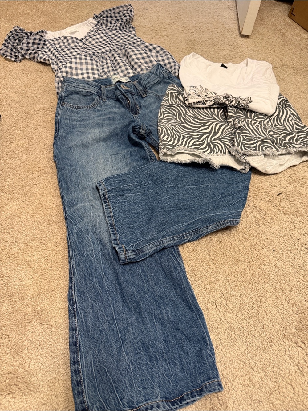 abercrombie kids Wide-Leg Jeans in Blue Denim